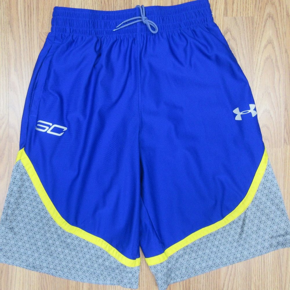 UNDER ARMOUR LOOSE FIT SHORTS POLYESTER BLUE, YELLOW & GRAY MEDIUM, M